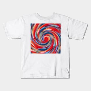 shades of blue scarlet and red spiral design Kids T-Shirt